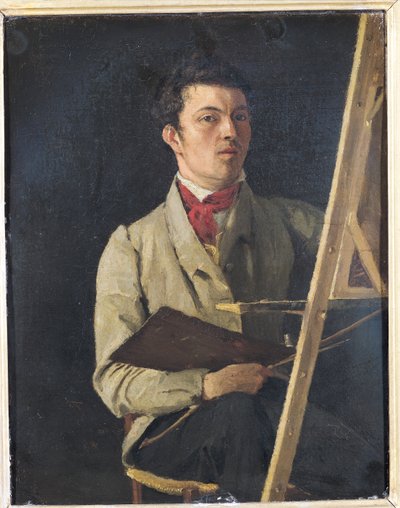 Self Portrait, Sitting Next to an Easel, 1825 by Jean Baptiste Camille Corot